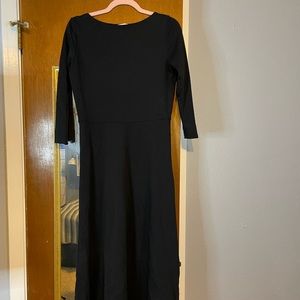 3/4 Sleeve BCI Cotton Boatneck Mid-calf Flared Dress, Size L